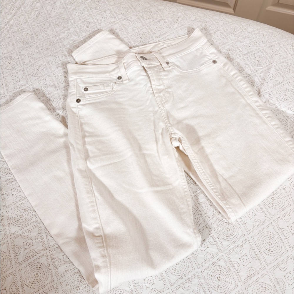 7 For All Mankind White Ankle Skinny Jeans
